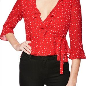 Red Polka Dot Bardot Top